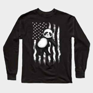 Flossing Panda Floss like a Boss American Flag Bear Long Sleeve T-Shirt